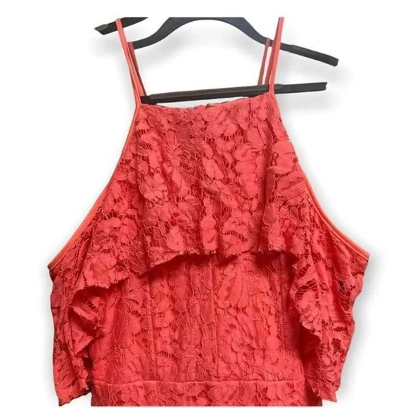 DO + BE Coral Off the Shoulder Ruffle Mini Cocktail Dress Small - Picture 2 of 5